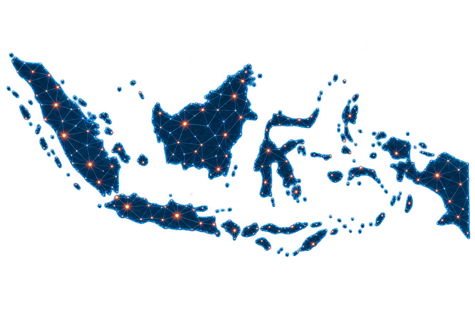 Illustrative Indonesian archipelago network, not a map of live node locations